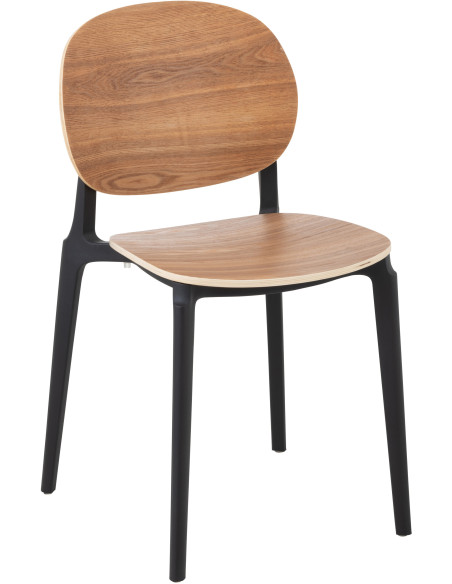 Chaise Basic en Polyester Naturel Effet bois Noir - 1