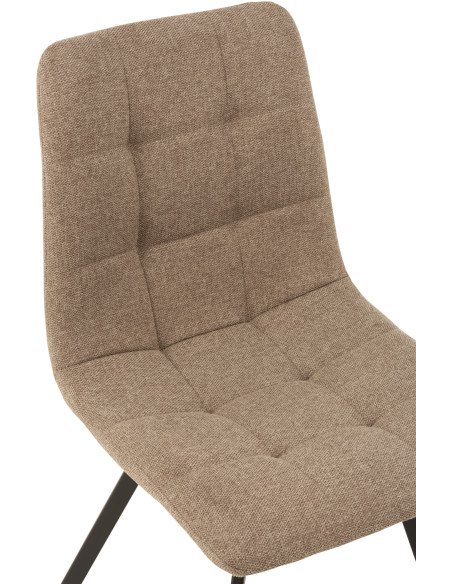 Chaise Babette en Tissu Beige Chiné Métal Noir - 6