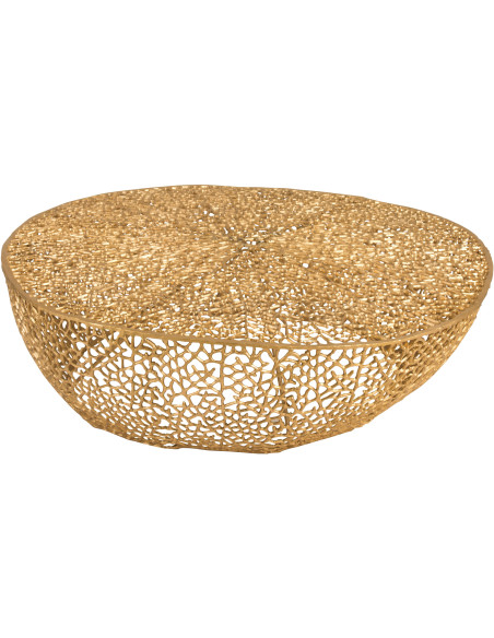 Grande Table basse Ronde Coral en Aluminium Doré - 1