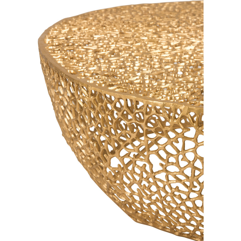 Grande Table basse Ronde Coral en Aluminium Doré - 2