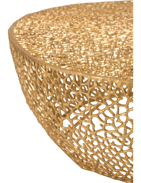 Grande Table basse Ronde Coral en Aluminium Doré - 2