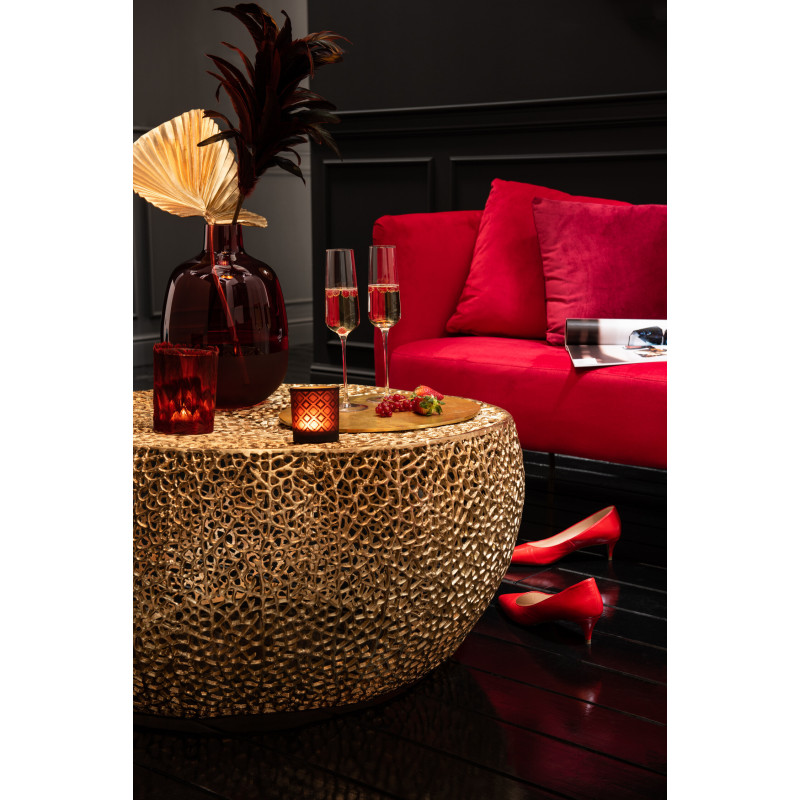 Grande Table basse Ronde Coral en Aluminium Doré - 4