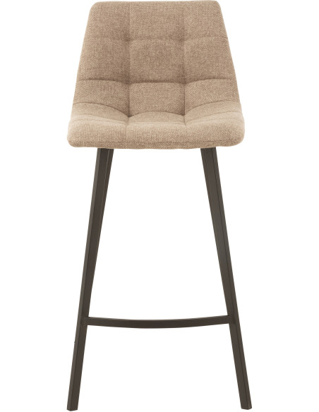 Tabouret de bar avec dossier Stéphane en Tissu Beige Chiné Métal Noir - 2