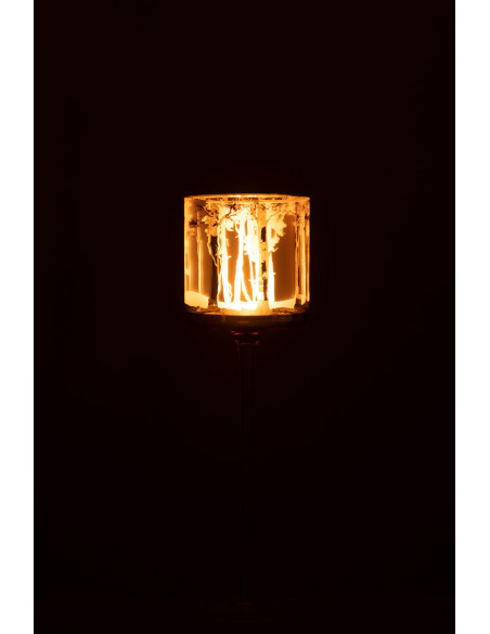 Photophore original sur pied XL Hauteur 30 cm en Verre Doré Transparent Motif arbres Zeline - 4