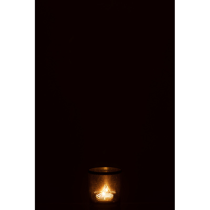 Photophore design Diamètre 7 cm en Verre Doré Noir Motif rayé Elexia - 4