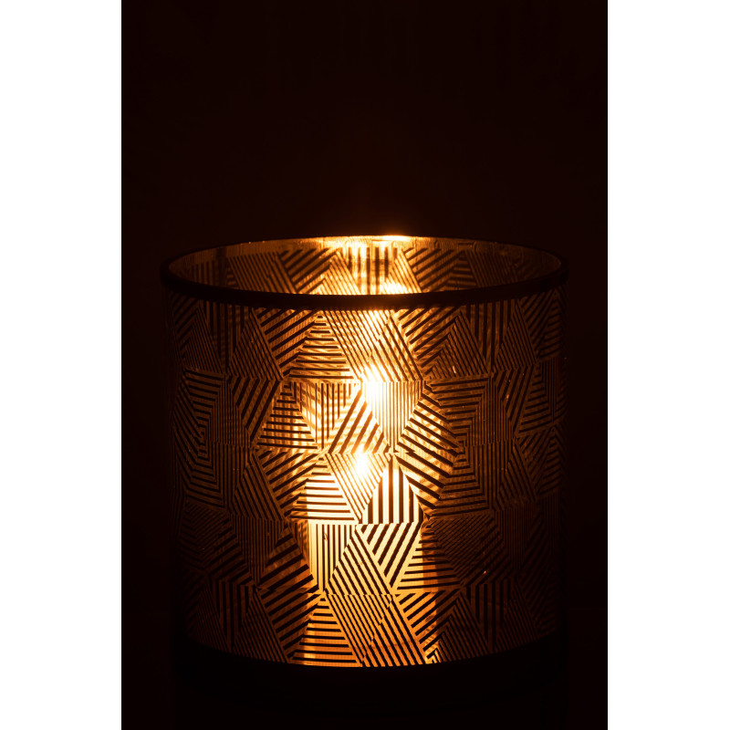 Photophore design XL Diamètre 24 cm en Verre Doré Noir Motif rayé Elexia - 4