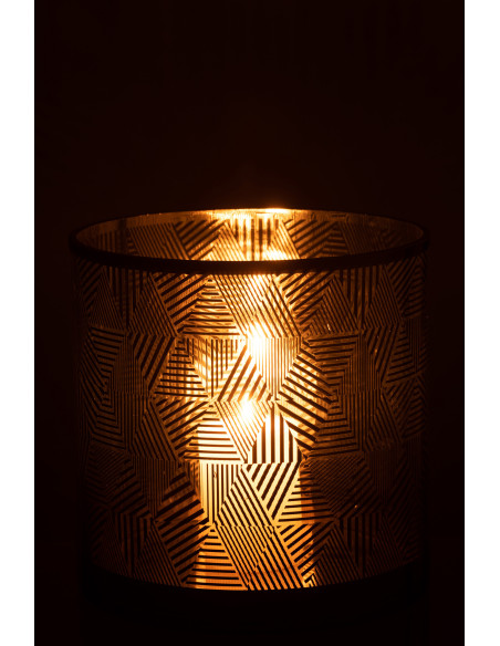 Photophore design XL Diamètre 24 cm en Verre Doré Noir Motif rayé Elexia - 4