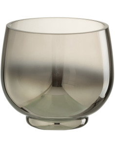 Photophore original rond Diamètre 9 cm en Verre fumé Gris Argenté Lioran - 1