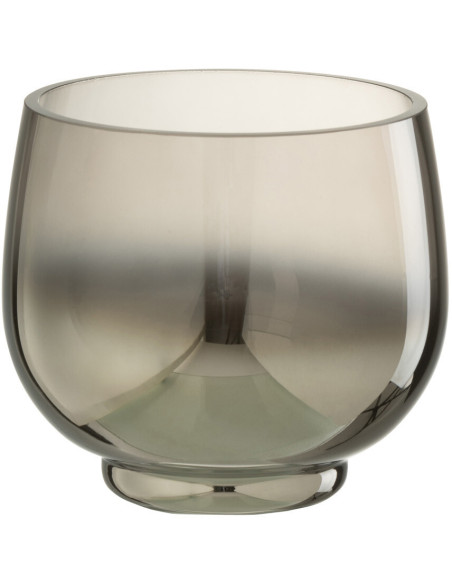 Photophore original rond Diamètre 9 cm en Verre fumé Gris Argenté Lioran - 1