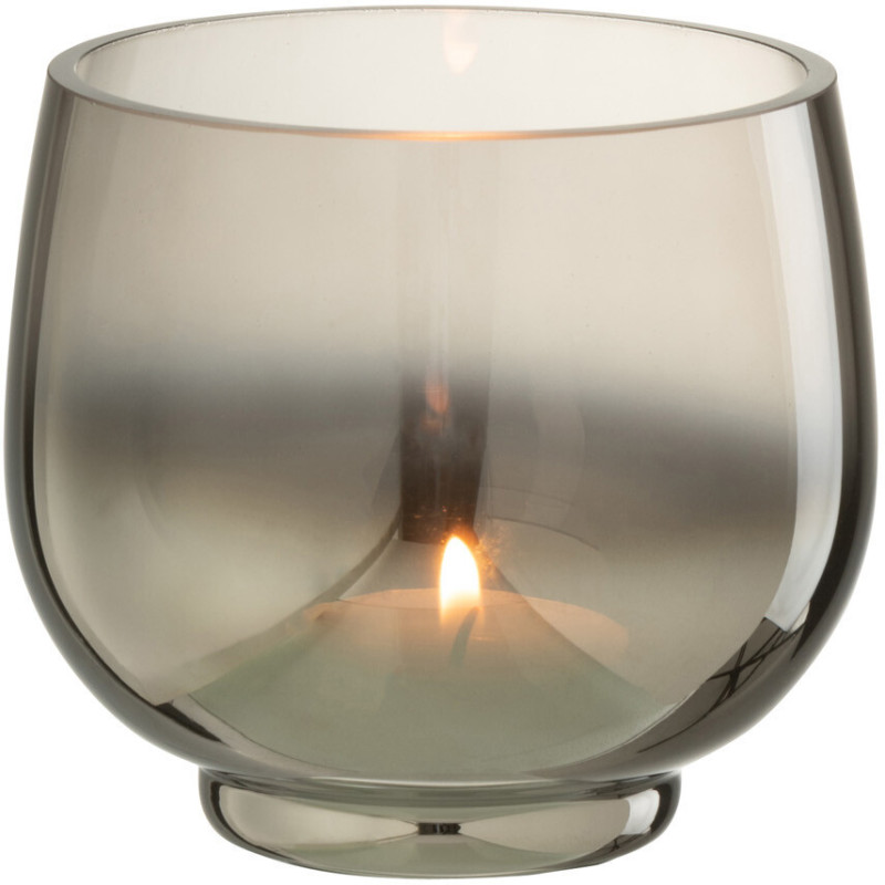 Photophore original rond Diamètre 9 cm en Verre fumé Gris Argenté Lioran - 2