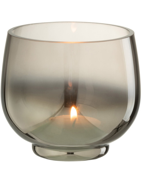 Photophore original rond Diamètre 9 cm en Verre fumé Gris Argenté Lioran - 2