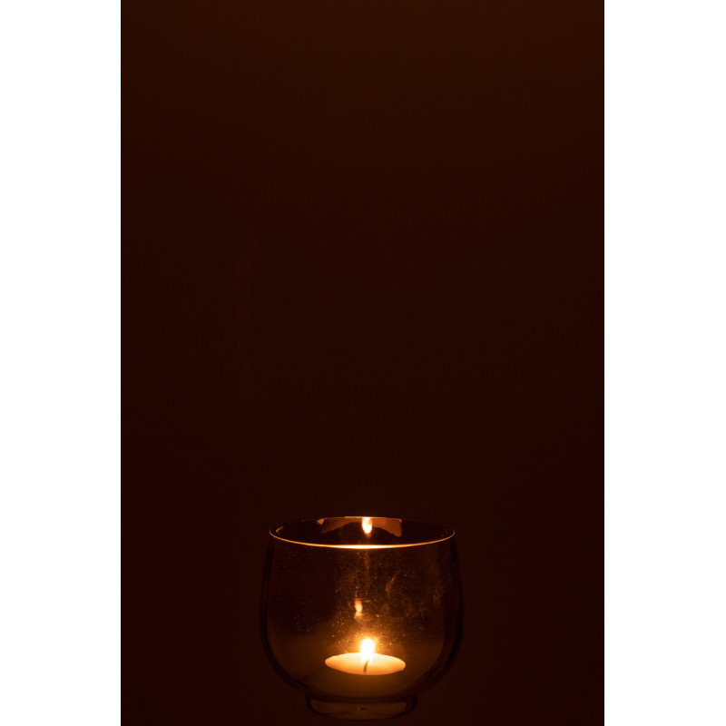 Photophore original rond Diamètre 9 cm en Verre fumé Gris Argenté Lioran - 3