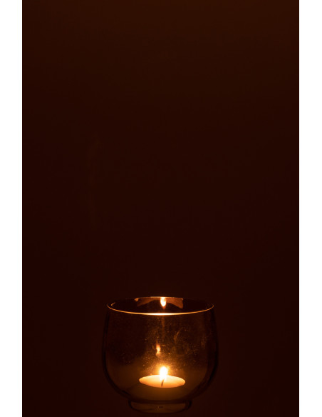 Photophore original rond Diamètre 9 cm en Verre fumé Gris Argenté Lioran - 3