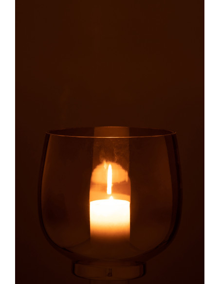 Photophore original rond Diamètre 17 cm en Verre fumé Gris Argenté Lioran - 3