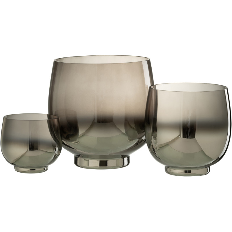 Photophore original rond Diamètre 17 cm en Verre fumé Gris Argenté Lioran - 4