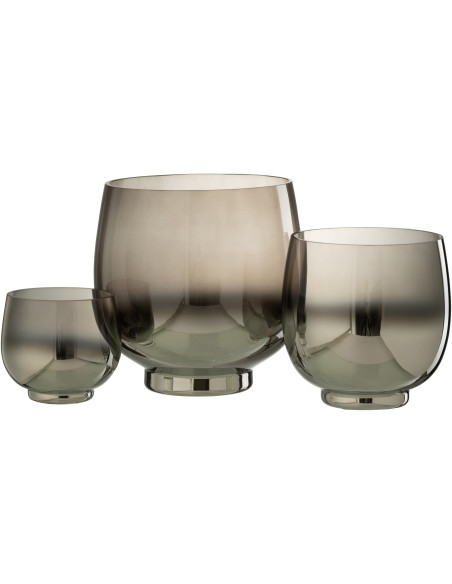 Photophore original rond Diamètre 17 cm en Verre fumé Gris Argenté Lioran - 4