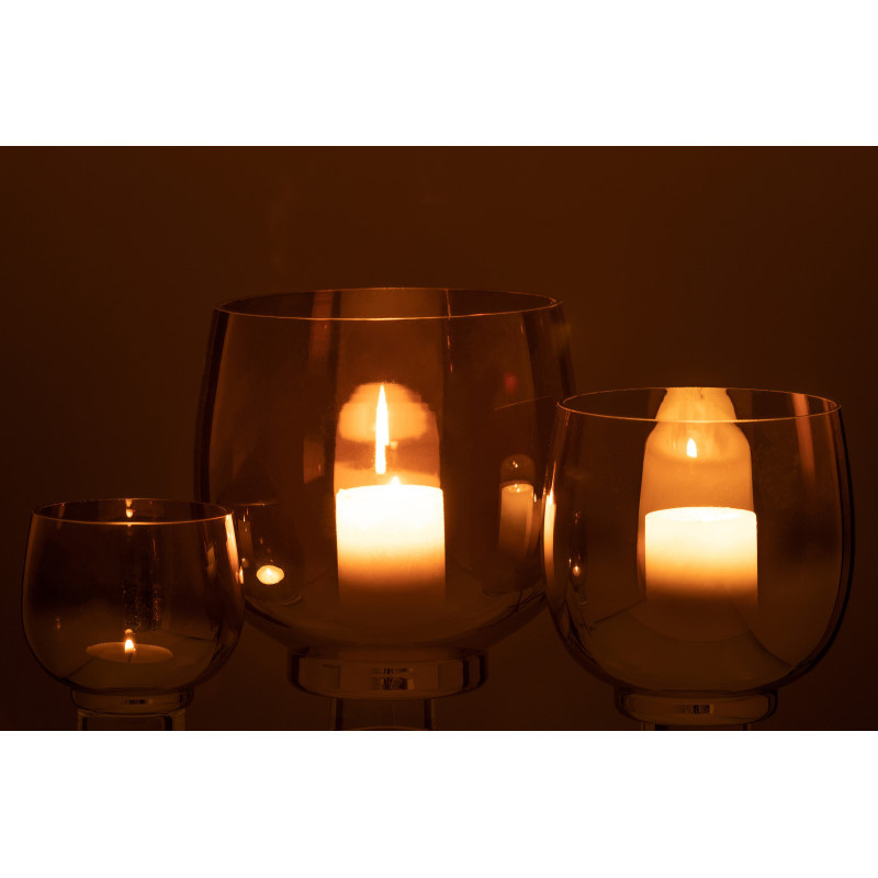 Photophore original rond Diamètre 17 cm en Verre fumé Gris Argenté Lioran - 6