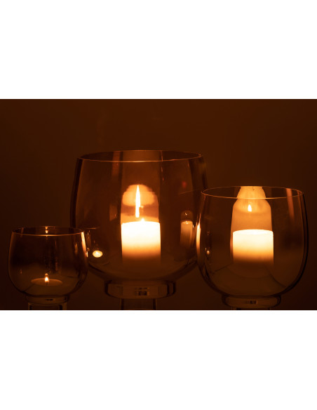 Photophore original rond Diamètre 17 cm en Verre fumé Gris Argenté Lioran - 6