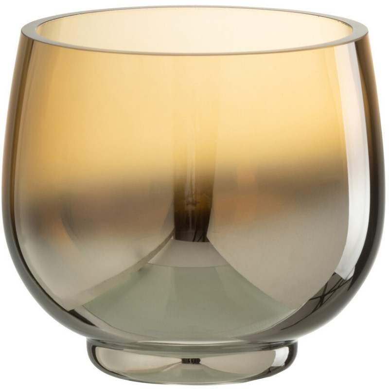 Photophore original rond Diamètre 9 cm en Verre fumé Jaune Argenté Lioran - 1