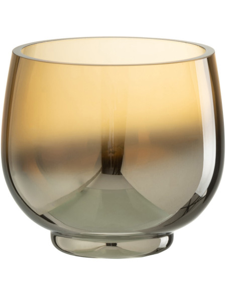 Photophore original rond Diamètre 9 cm en Verre fumé Jaune Argenté Lioran - 1