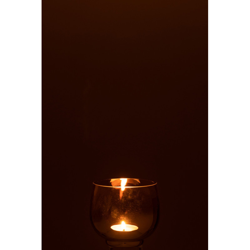 Photophore original rond Diamètre 9 cm en Verre fumé Jaune Argenté Lioran - 3