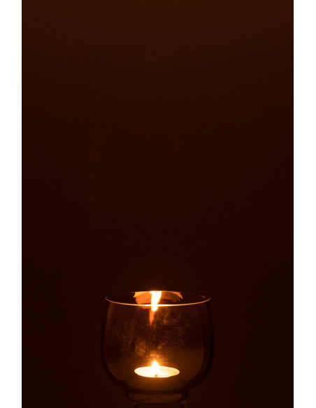 Photophore original rond Diamètre 9 cm en Verre fumé Jaune Argenté Lioran - 3