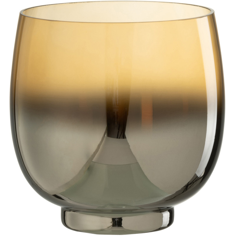 Photophore original rond Diamètre 13 cm en Verre fumé Jaune Argenté Lioran - 1