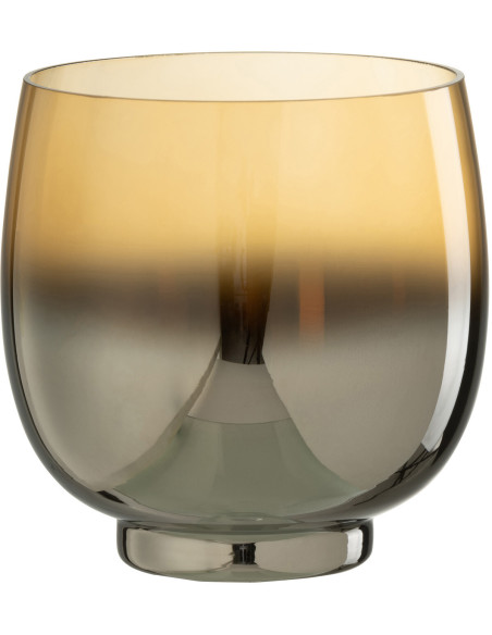 Photophore original rond Diamètre 13 cm en Verre fumé Jaune Argenté Lioran - 1