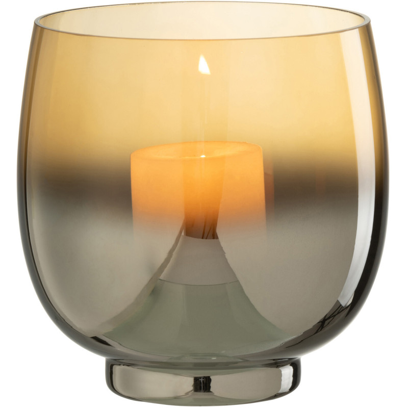 Photophore original rond Diamètre 13 cm en Verre fumé Jaune Argenté Lioran - 2