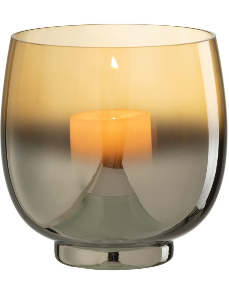 Photophore original rond Diamètre 13 cm en Verre fumé Jaune Argenté Lioran - 2