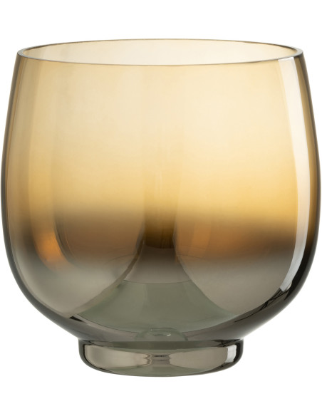 Photophore original rond Diamètre 17 cm en Verre fumé Jaune Argenté Lioran - 1