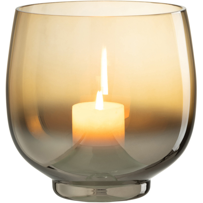 Photophore original rond Diamètre 17 cm en Verre fumé Jaune Argenté Lioran - 2