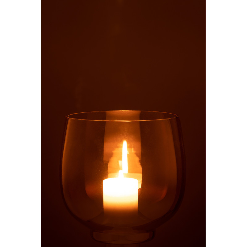 Photophore original rond Diamètre 17 cm en Verre fumé Jaune Argenté Lioran - 3