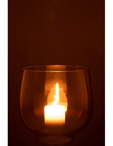 Photophore original rond Diamètre 17 cm en Verre fumé Jaune Argenté Lioran - 3