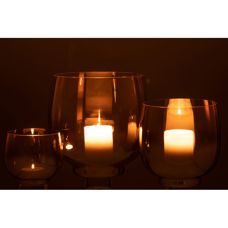 Photophore original rond Diamètre 17 cm en Verre fumé Jaune Argenté Lioran - 6