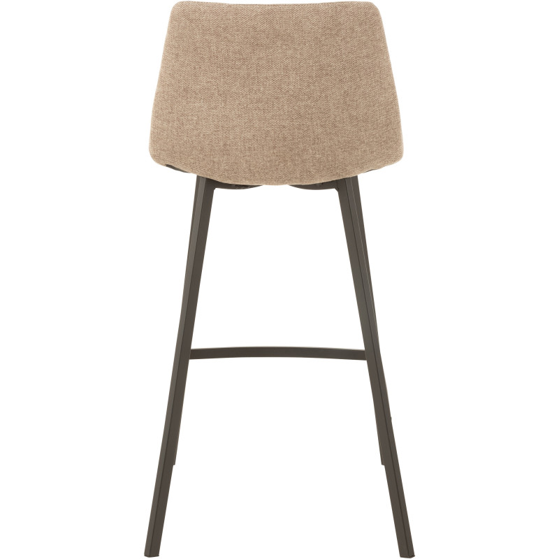 Tabouret de bar avec dossier Stéphane en Tissu Beige Chiné Métal Noir - 4