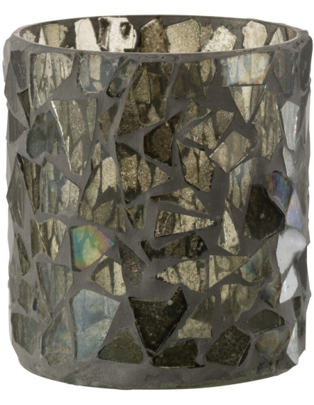 Photophore original Diamètre 8 cm en Verre Vert Motif mosaïque Silvan - 1