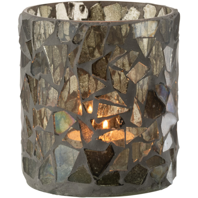 Photophore original Diamètre 8 cm en Verre Vert Motif mosaïque Silvan - 3