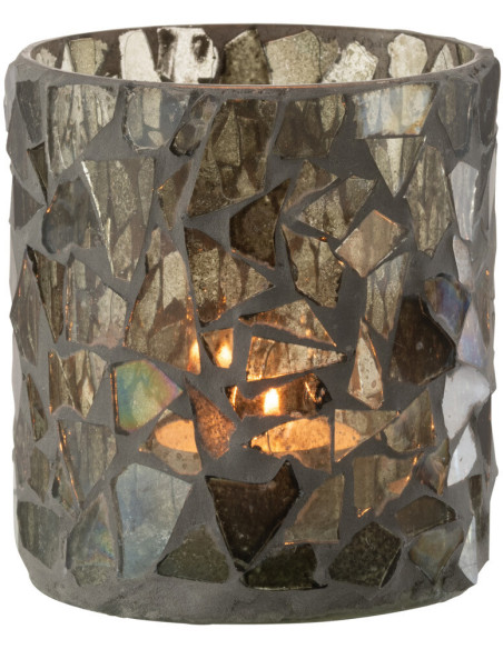 Photophore original Diamètre 8 cm en Verre Vert Motif mosaïque Silvan - 3