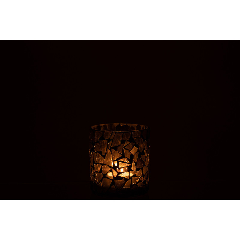 Photophore original Diamètre 8 cm en Verre Vert Motif mosaïque Silvan - 4