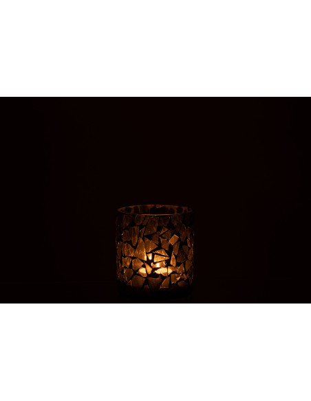 Photophore original Diamètre 8 cm en Verre Vert Motif mosaïque Silvan - 4