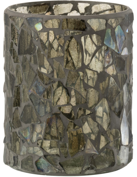 Photophore original Diamètre 12 cm en Verre Vert Motif mosaïque Silvan - 1