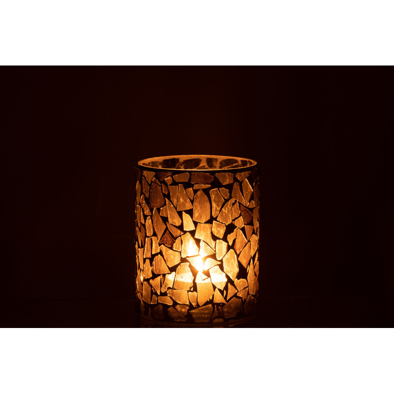 Photophore original Diamètre 12 cm en Verre Vert Motif mosaïque Silvan - 3