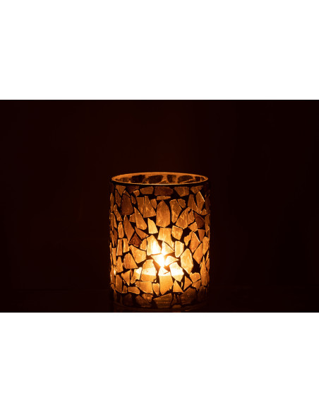 Photophore original Diamètre 12 cm en Verre Vert Motif mosaïque Silvan - 3