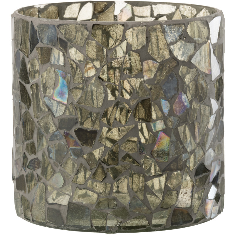 Photophore original Diamètre 17 cm en Verre Vert Motif mosaïque Silvan - 1