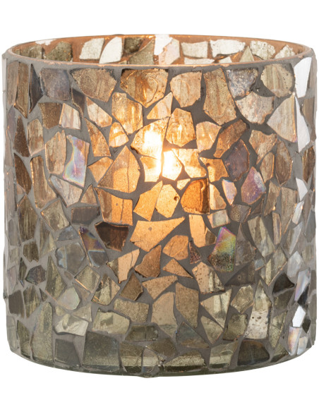 Photophore original Diamètre 17 cm en Verre Vert Motif mosaïque Silvan - 3