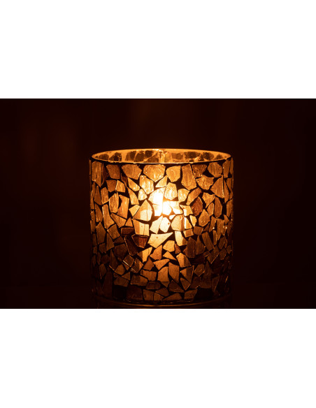 Photophore original Diamètre 17 cm en Verre Vert Motif mosaïque Silvan - 4