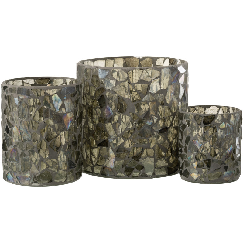 Photophore original Diamètre 17 cm en Verre Vert Motif mosaïque Silvan - 5