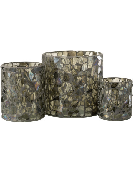 Photophore original Diamètre 17 cm en Verre Vert Motif mosaïque Silvan - 5