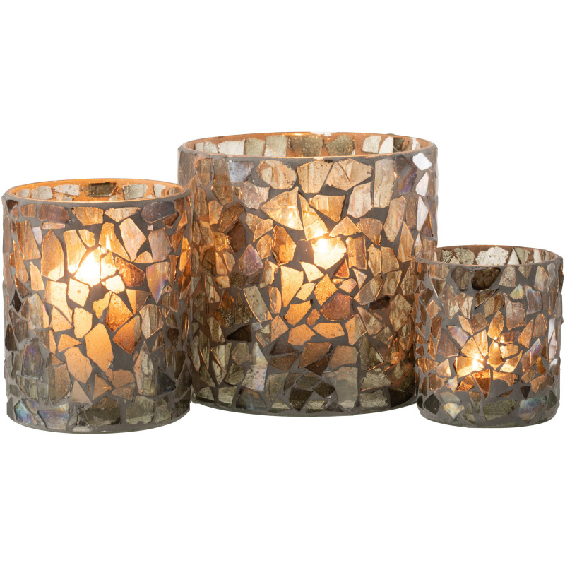 Photophore original Diamètre 17 cm en Verre Vert Motif mosaïque Silvan - 6